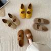 Really Soft Leather~ Spring and Autumn Ugly and Cute Soft-soled Mary Jane Shoes Retro Velcro Velcro Doudou Shoes