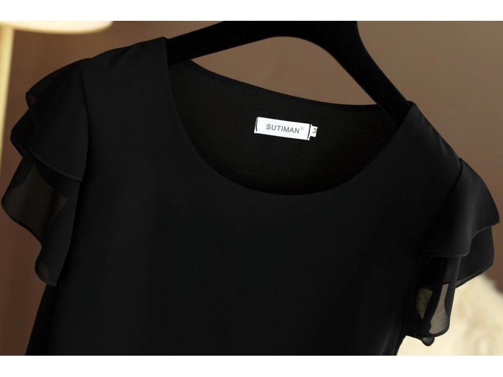 Women's Plus Size Chiffon Top: Loose, Fashionable, Short-Sleeved Summer Blouse