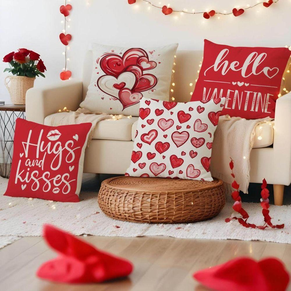 Red Valentine's Day Cushion Cover 45*45cm Throw Pillow Cover Decorative Pillowcase  Home Decor