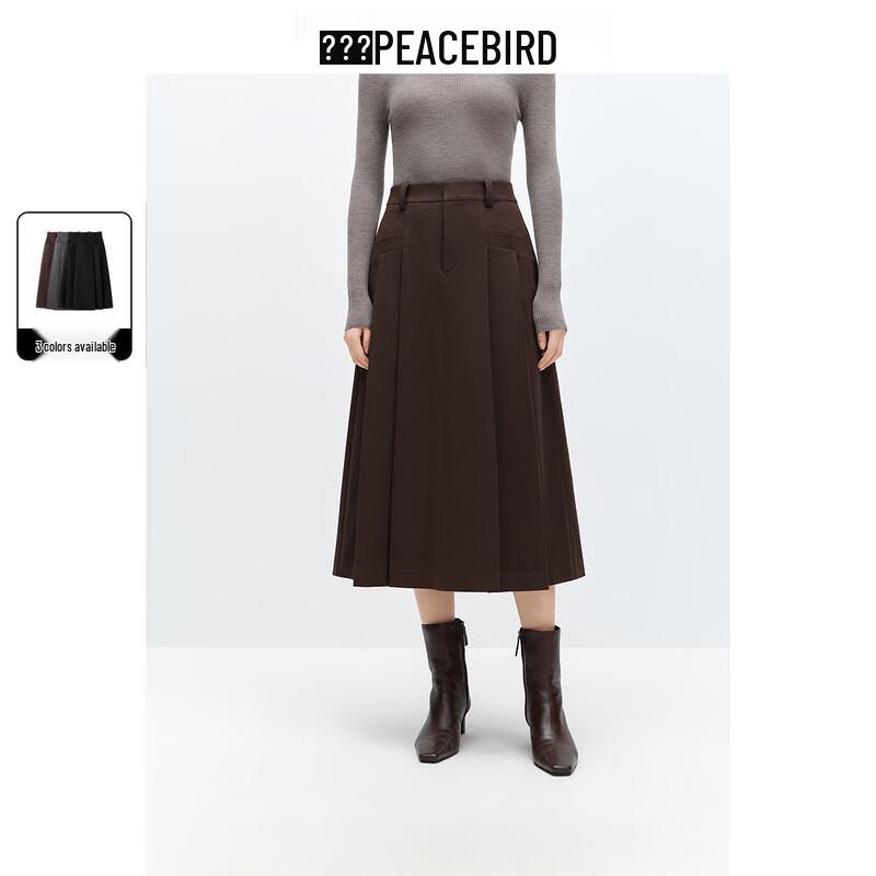 PEACEBIRD Women s Pleated A-Line Midi Skirt M