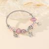Handmade Beaded Bracelet Leaf Butterfly Pendant Alloy Charms Crystal Rhinestone Wristband for Women Girls