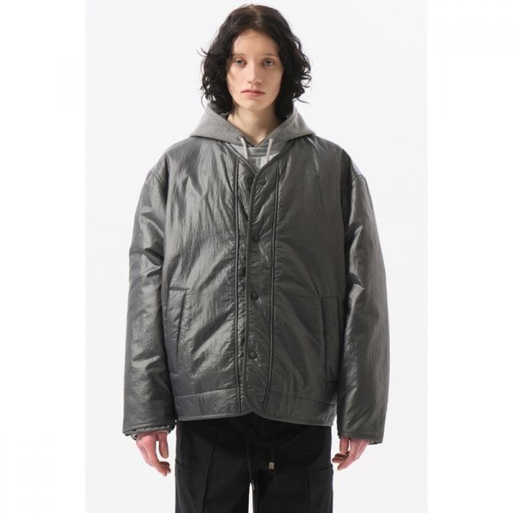 Customellow Gray Padding Cardigan Jacket Cwuas25112gyd