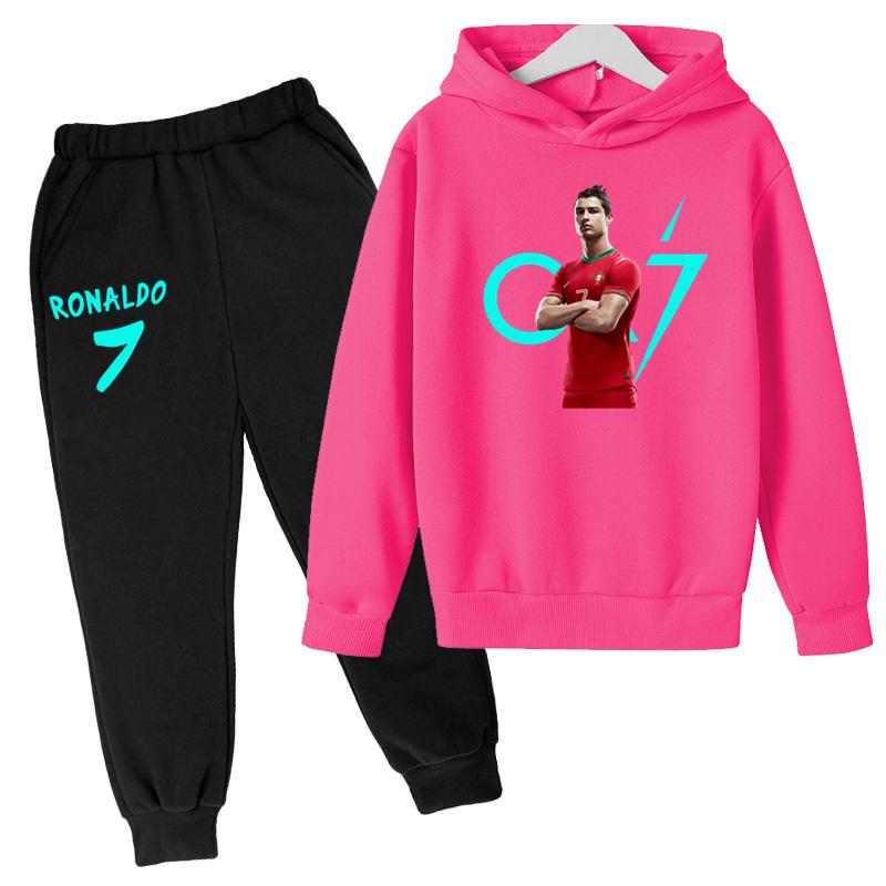 TZWYChildren's Clothing Coat CR7 Brand Casual Competition Sportswear Boys Girls Letter Printed Hoodie/trousers 2P Sports Jogging Set