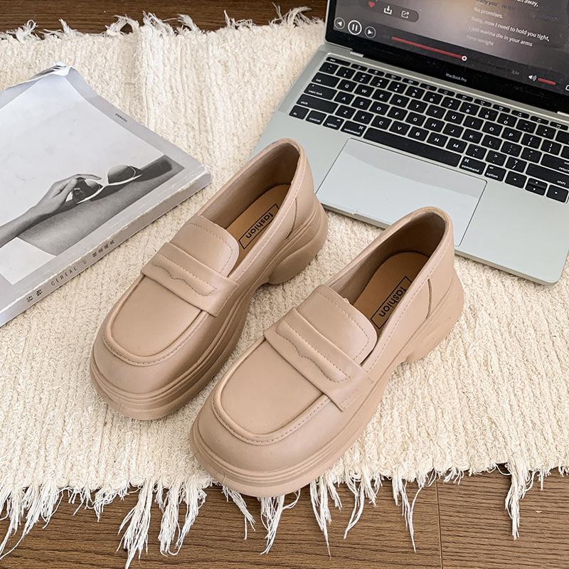 Retro Soft Bottom British JK Style Women's  Spring New Slip On Casual Loafers Round Toe Flat Heel PVC Fashion Shoes