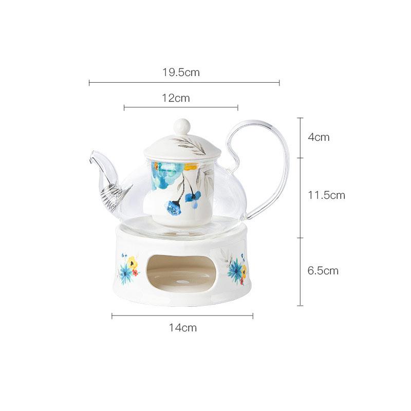 

Элегантный европейский керамический стеклянный чайник, набор с подогревателем для свечи для послеобеденного чая и фруктово-цветочного чая