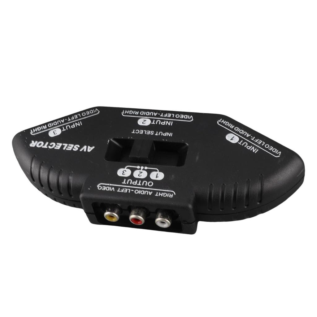 ABS Selector 3 Out Video Black Selector with AV Cable Splitter, Black, In/1 Splitter,