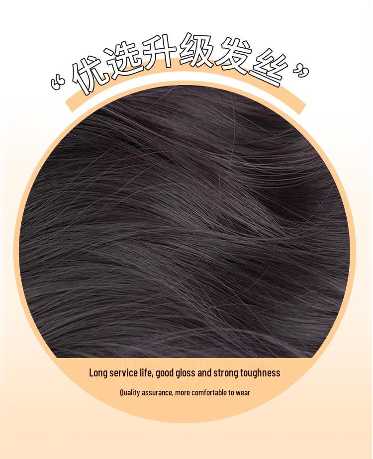 Women's Full Head Wig with Air Bangs - Black Long Straight Synthetic Hair, Fluffy and Natural for Daily Use.