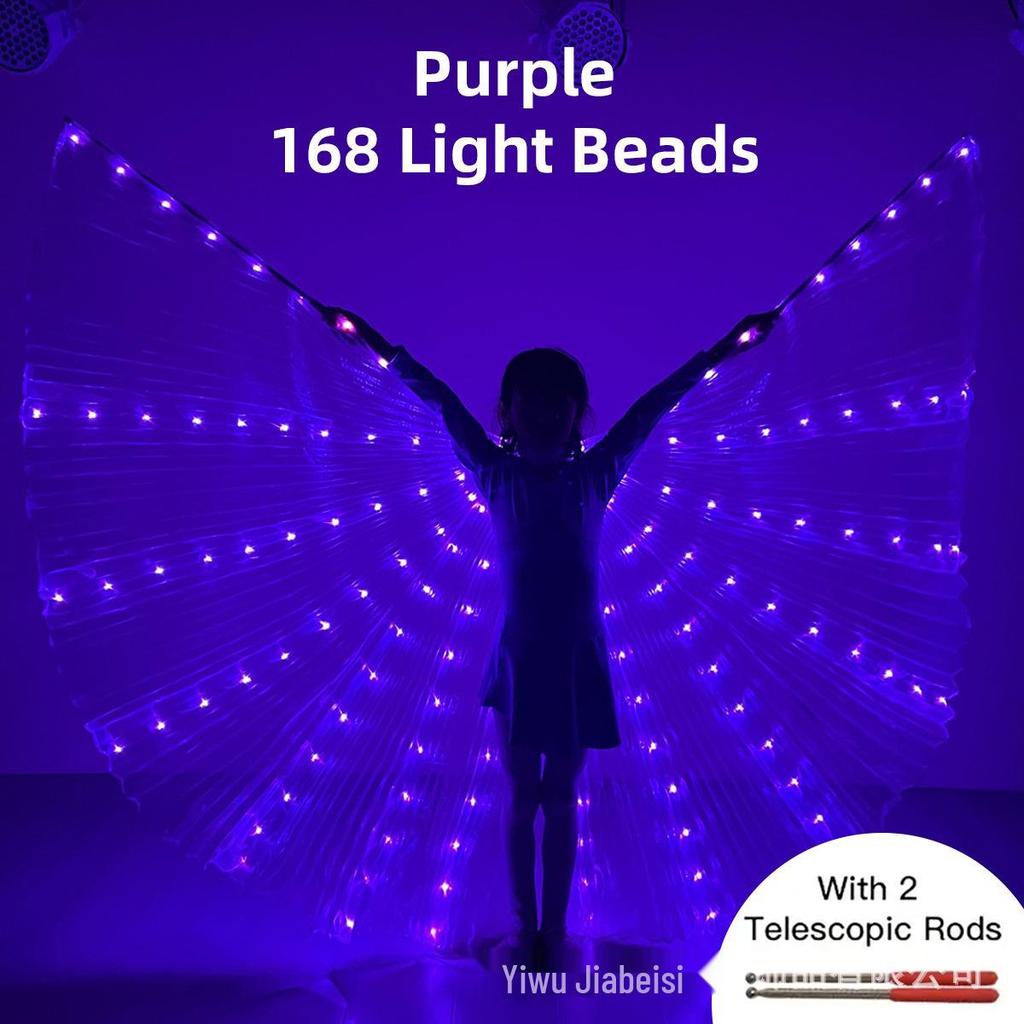 LED Leuchtendes Kinder Bauchtanzkostüm mit bunten leuchtenden Flügeln