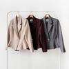 Style Latte Women Peplum Single Button Jacket Tailored Stretch Suit