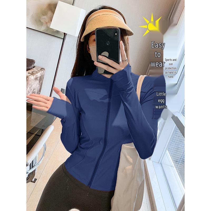 Women's Quick-Dry Stand Collar Fitness Jacket with Zipper - Breathable, Long Sleeve Sports Top for Running, Yoga, Outerwear.