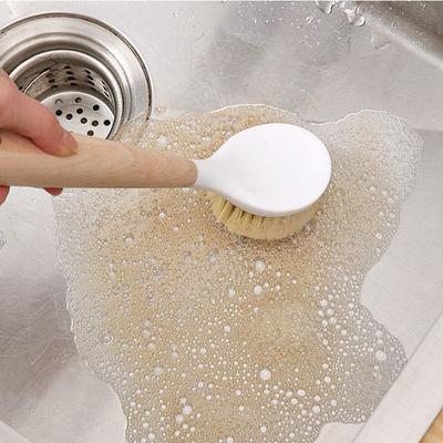 Kitchen Cleaning Brush Natural Wooden Handle Cleaning Brush Dishwashing Brush Cast Iron Frying Pan Brush