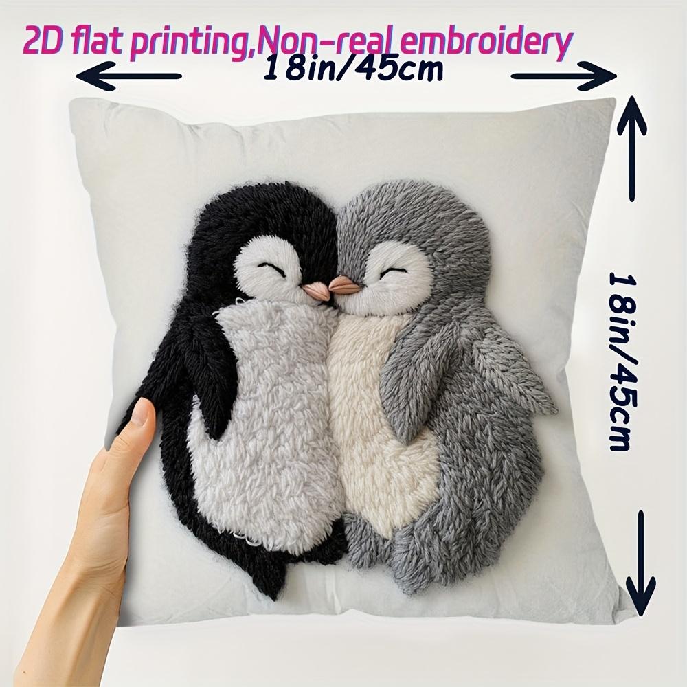 Süßer Pinguin Kuschelkissenbezug 2D Flachdruck Gemütlicher Kissenbezug für Zuhause Wohnzimmer Sofa Schlafzimmer Dekoration Geschenk