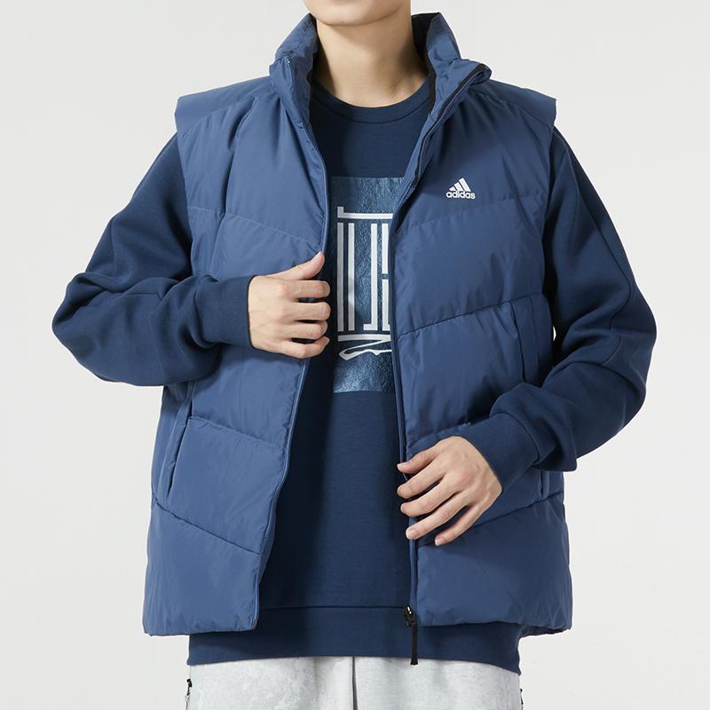 Adidas Tre Stripes Logo Ståkrage Dunvest Menn Vester Blå IS0370