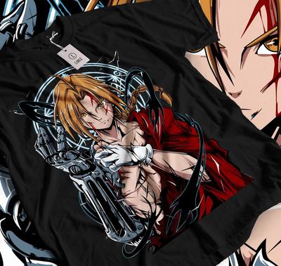 T-shirt Edward Elric Fullmetal Alchemist Brotherhood anime t-shirt nera 018