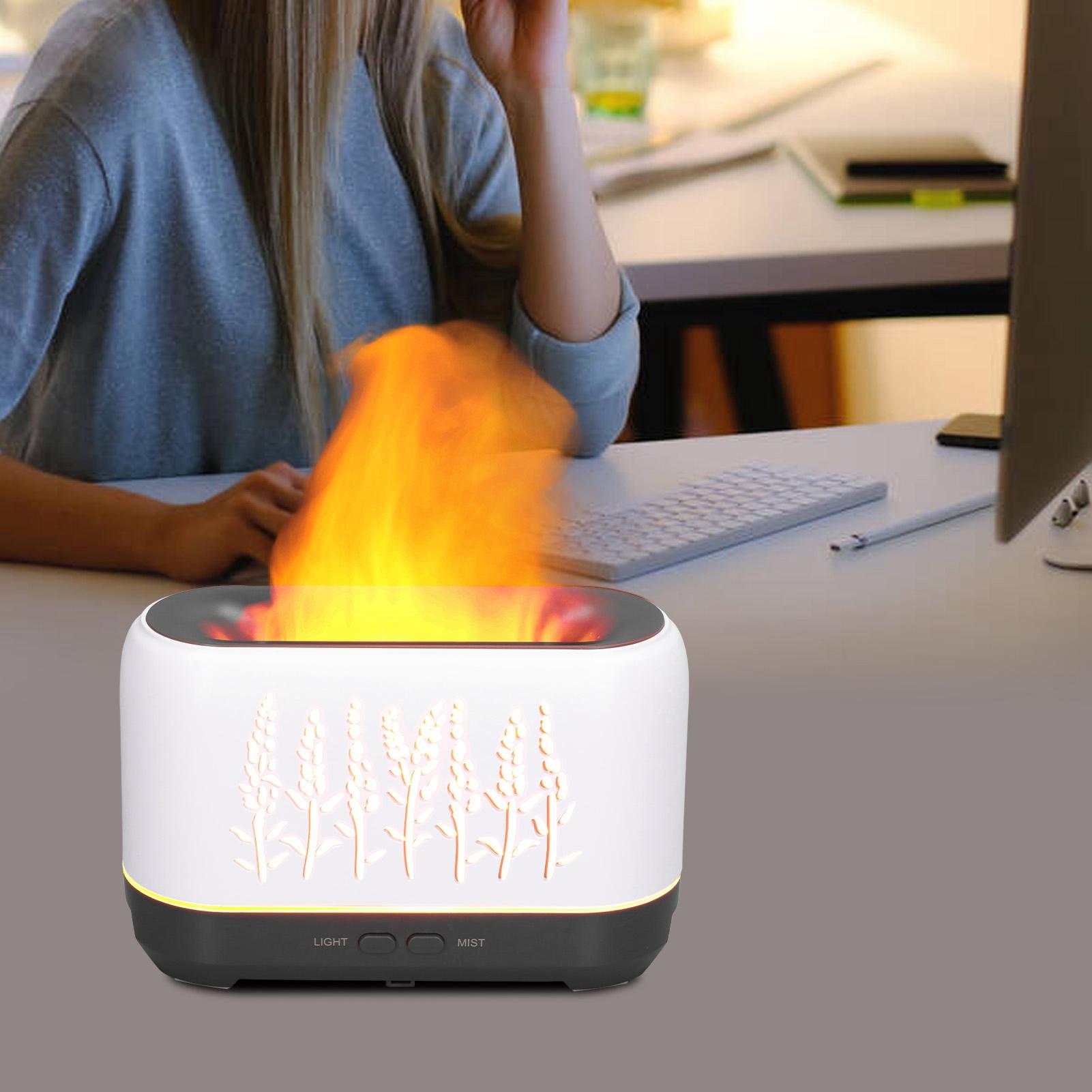 Humidifier 200ml USB Powered Hollow Flame Ambience Lamp Ultrasonic Atomization Aromatherapy Humidifier