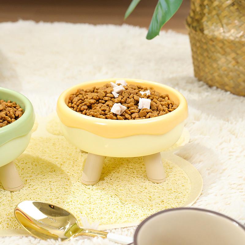 Cat Bowl, Doughnut Food Bowl, Large-mouthed Cat High-legged Bowl, Cat Drinking Bowl, Cute Cat Basin, Dog Bowl, Pet Supplies