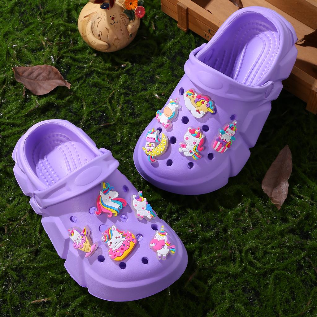 Zoccoli alla Moda Comodi per Bambina con Charms Luminosi a Cartone Animato di Unicorno, Zoccoli Antiscivolo per Interno Esterno Spiaggia Piscina 3057