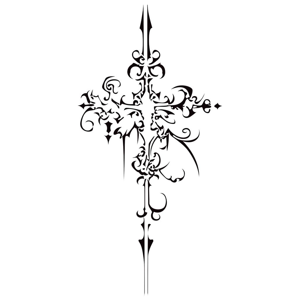 Advanced Sense Domineering Personality Thorn Totem Ribbon Sun Moon Stars Flower Lines Tattoo Sticker