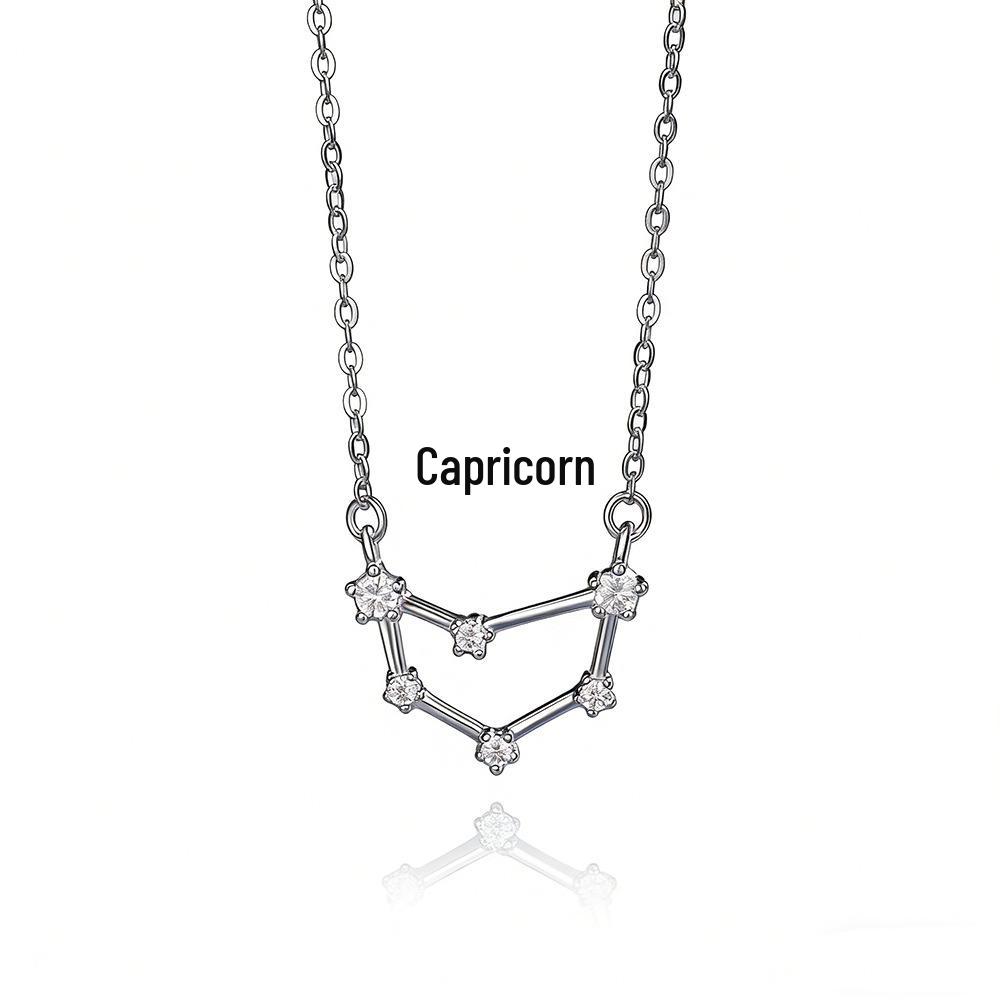 S925 Sterling Silver Zodiac Necklace for Women - High-End, Versatile Clavicle Chain Jewelry 925 Silver