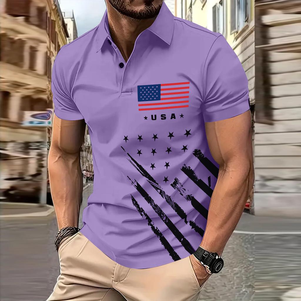 Men's  Golf Shirt Casual Sports V Neck Ribbed  Collar Short Sleeve Fashion Casual Solid Color Plain Spring & Summer Regular Fit