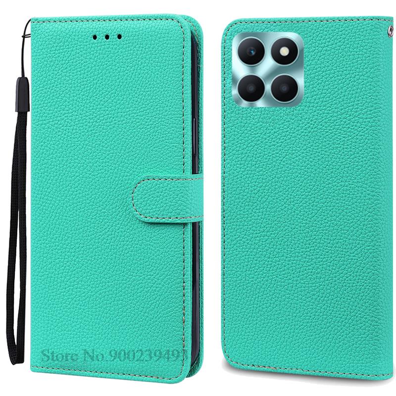

Чехол для Honor X6A Honor X 6a, кожаный флип-чехол-бумажник для Huawei Honor X6A WDY-LX1, силиконовый чехол для телефона, чехол Fundas For Honor X6A небесно-голубой