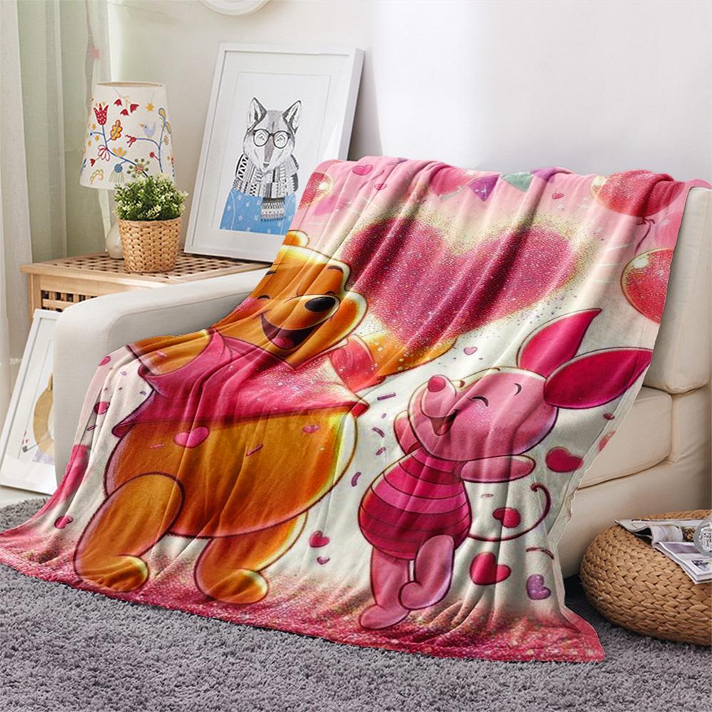 Winnie Pooh Love Heart Blanket Suitable For All Seasons Sofa Blanket Sheet Christmas Gifts Bedroom