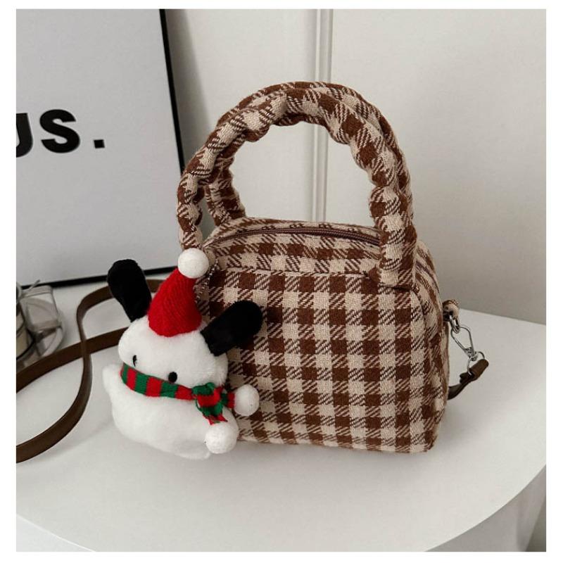 

Stylish cute small fresh plaid portable small square bag spring and summer new trendy one-shoulder messenger bag women s bag One size (without pendant)