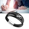 Multi Strand PU Bracelet Stainless Steel Magnetic Suction Buckle Simple Fashionable Bracelet Jewelry Steel Color