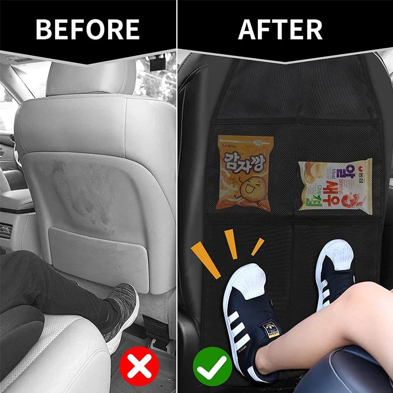 Car Seat Protector with Kids Kick Pad with Organizer Seat Cushion Back Protector Anti-Slip Storage Bag Pocket Storage Bag