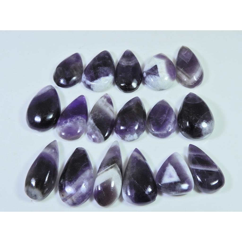 310Cts. Natural Amethyst Lace Agate Pear Cabochon Loose Gemstone 17 Pcs Lot C-812