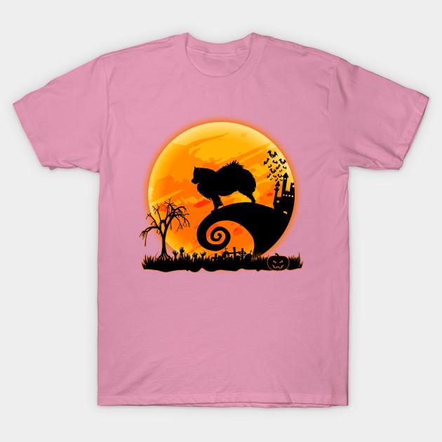 T Shirt Women American Eskimo Dog And Moon Funny Halloween Harajuku Print Kawaii Tshirt Summer Short Sleeve Female T-Shirt Top Tee