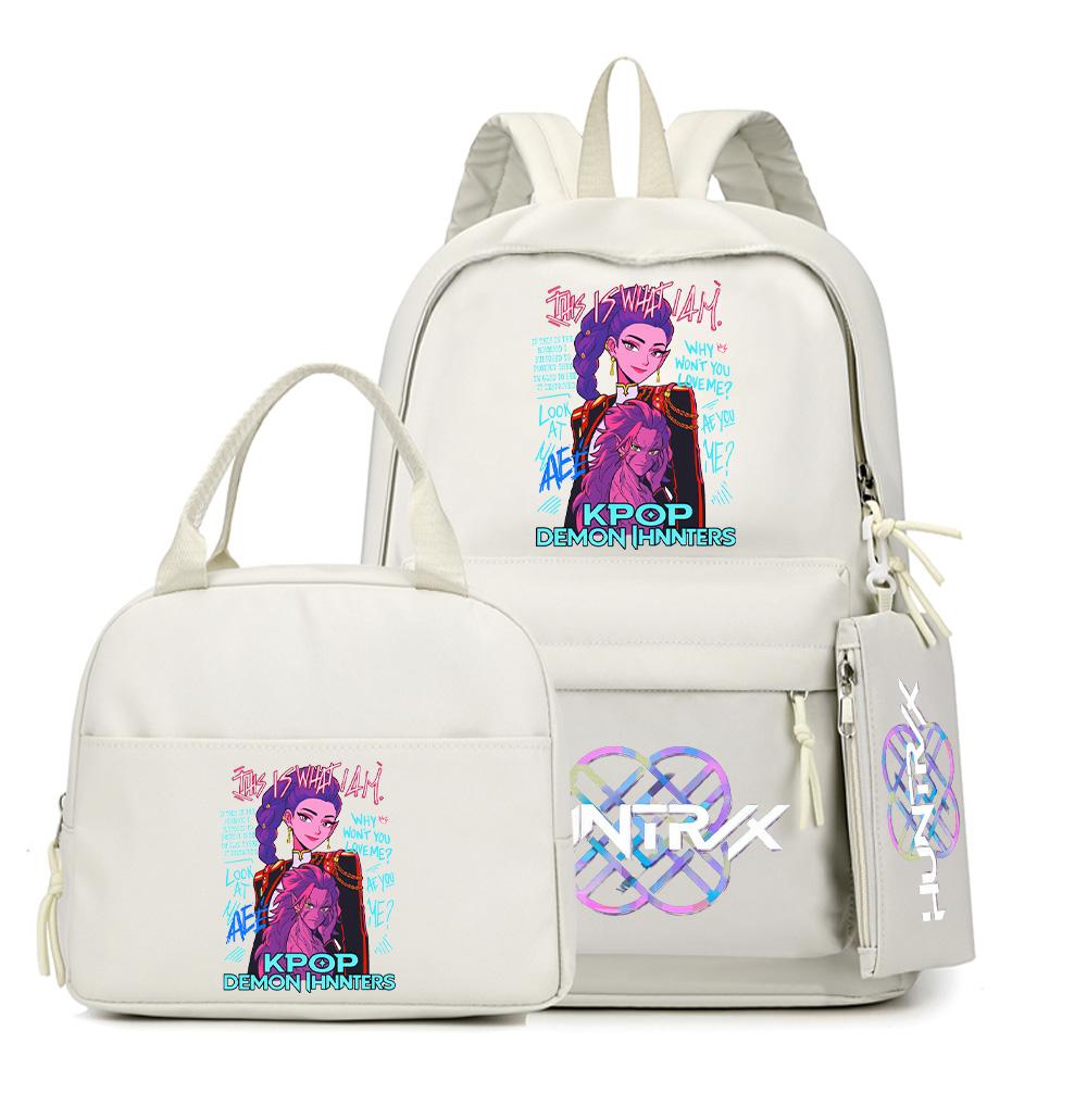 4-teiliges/Set Cartoon Anime K-Pop bedruckter Rucksack mit Federmäppchen Handtasche für Teenager Schüler Junge Mädchen Schultasche Schultasche Große Kapazität Reisetasche