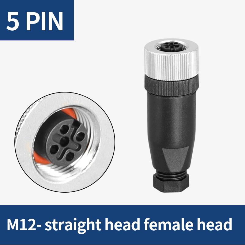 5 PCS M12 sensor connector waterproof male&female plug screw threaded coupling 3 4 5 8 12 Pin A type sensor connectors