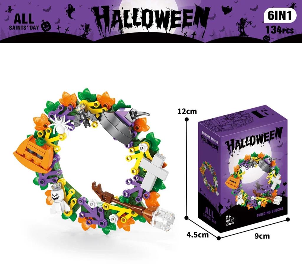 Halloween series assembled building block set toy haunted house ghost figurine model children's puzzle gift