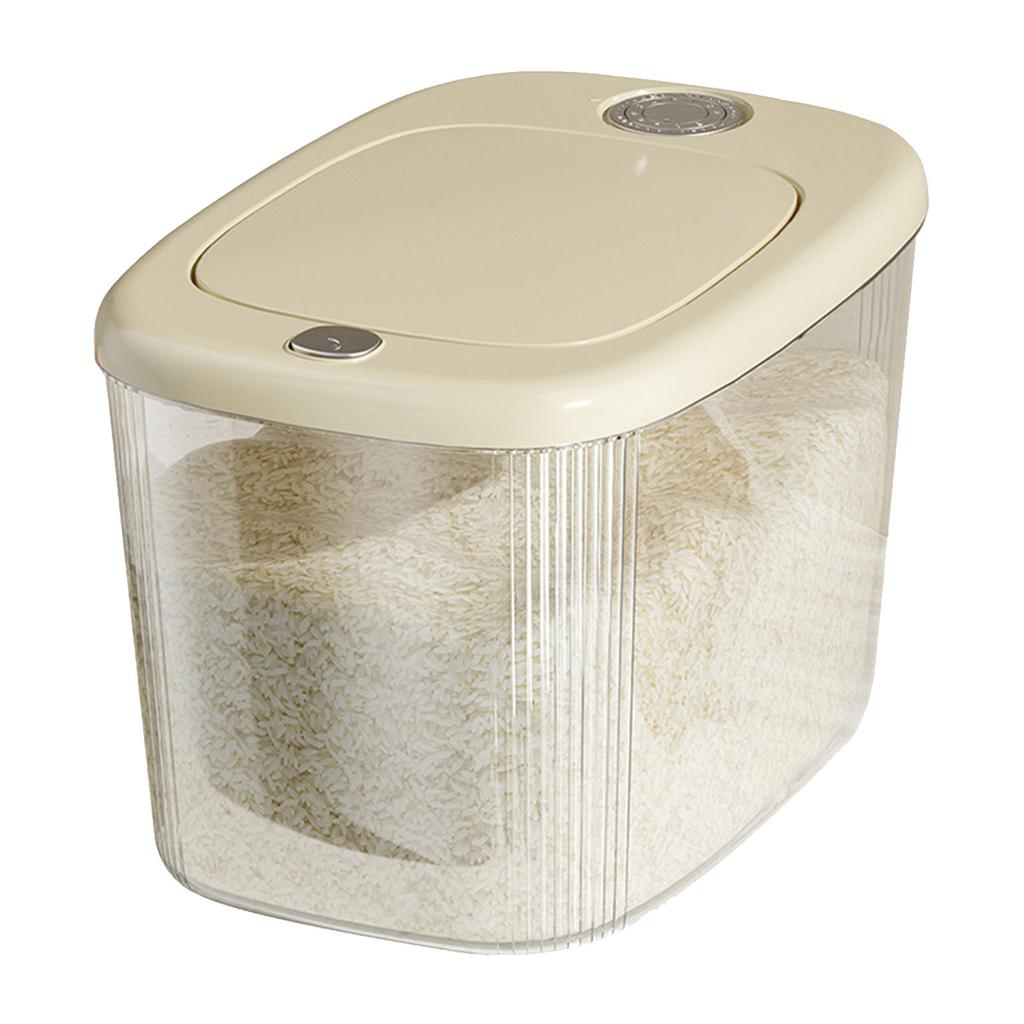 Rice Storage Container Multipurpose Large Capacity Food Grade Rice Storage Bin for Kitchen Cream White L
