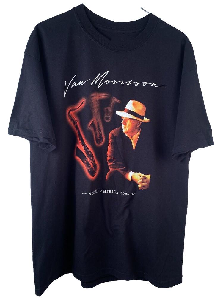 Vtg Van Morrison North America Concert Tour Cotton All Size Black Shirt Unisex T-Shirt XXXL