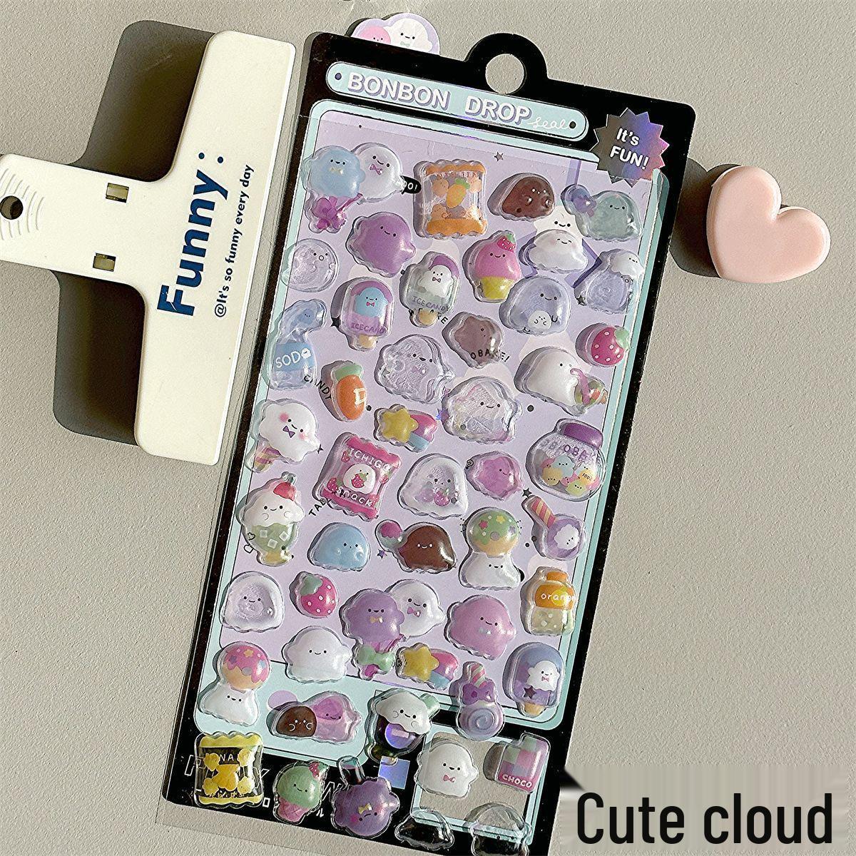 Korean Style 3D Embossed Cartoon Gem Stickers for Kids - Fun, Cute, and Decorative
