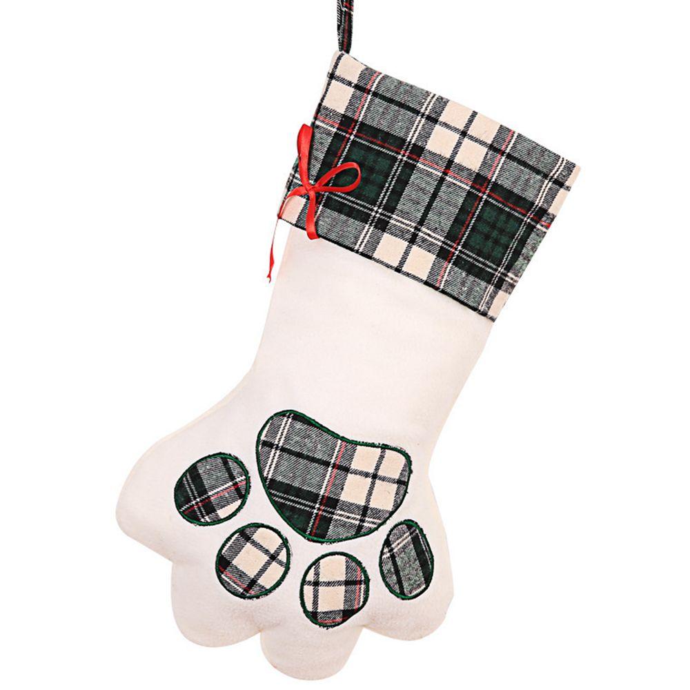 Craft Holiday Hanging Paw Shaped Fireplace Ornaments Christmas Stockings Decoration Pet Supplies