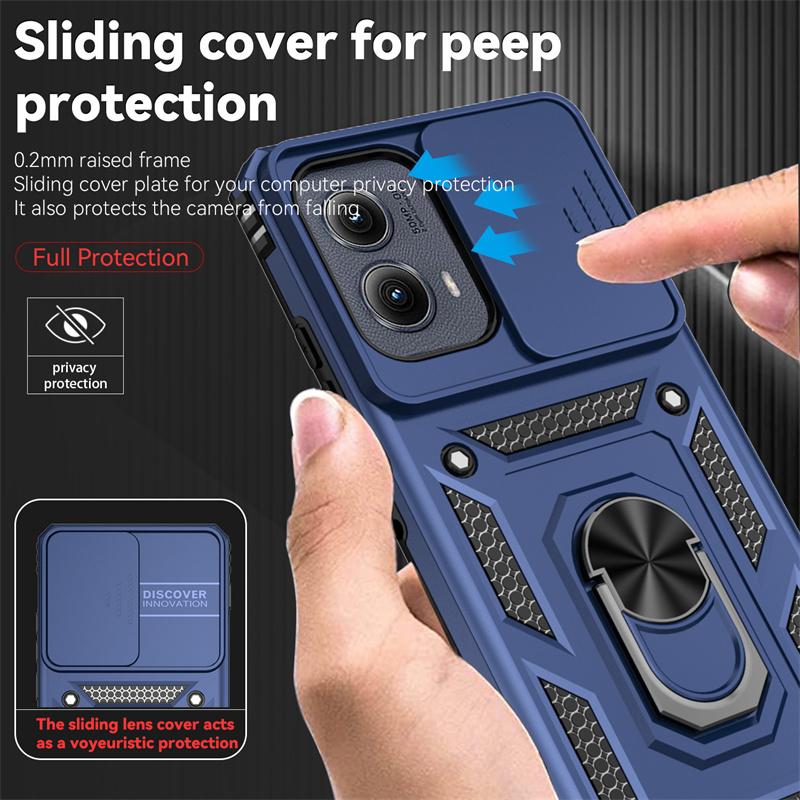 Funda For Motorola G 5G 2024 Case Car Magnetic Holder Ring Armor Shockproof Coque For Moto G5G 2024 Camera Protection Back Cover