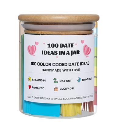 100 idées de rendez-vous dans un bocal Idées de rendez-vous codées par couleur Bocal de rendez-vous économique Cadeau de mariage/anniversaire/douche nuptiale/jeunes mariés pour les couples