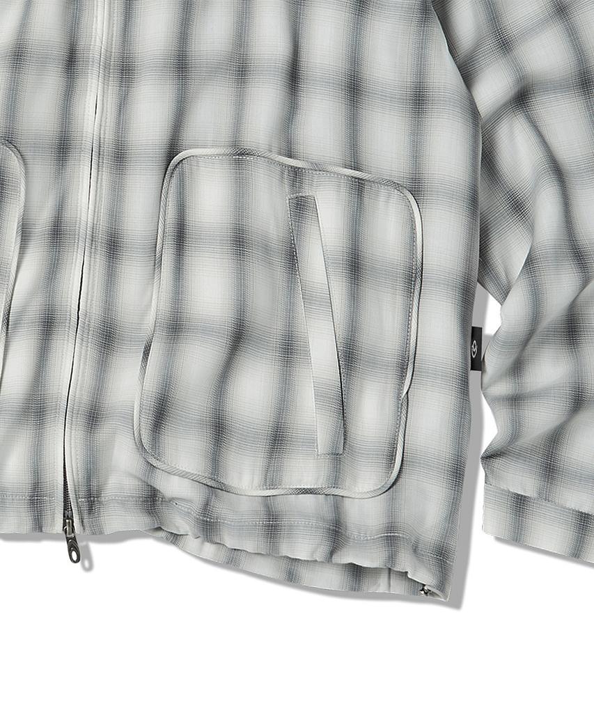 Travel Check Collared Piping Jacket Grey