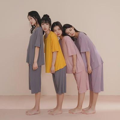 Women's Summer Short-Sleeve Modal Cotton Pajama Set with Chest Pad