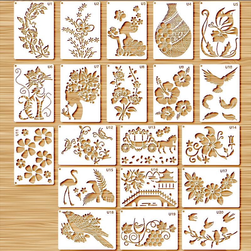 Plant and Animal Painting DIY Stencil - Flower Graffiti PET Template