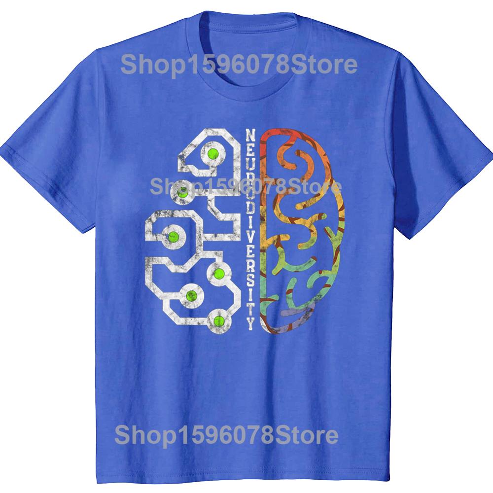 Funny Embrace Neurodiversity Brain For Autism Awareness Graphic Tshirts Men Tshirt 100 Cotton Loose Oversized T Shirt Summer