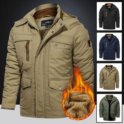 New Winter Men's Casual Padded Jacket Thick Tooling Multi-pocket Jacket Windproof Plush Cotton Coat