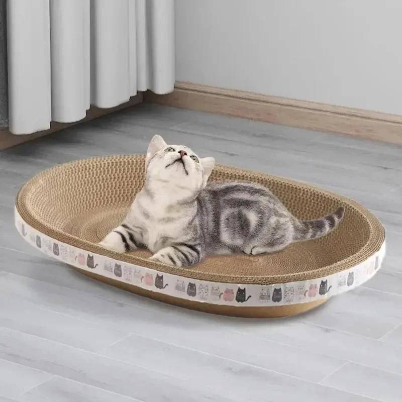 1/2 PCS Cat Scratching Board Nest Combo Wear-resistant Corrugated Cardboard Oval Design Protect Furniture Pet Toy Accessory