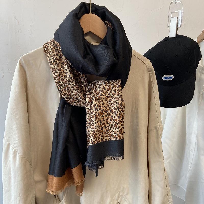 2026 Fashion Women Leopard Floral Fringe Viscose Shawl Scarf Lady High Quality Print Soft Pashmina Stole Muslim Hijab 180*90Cm