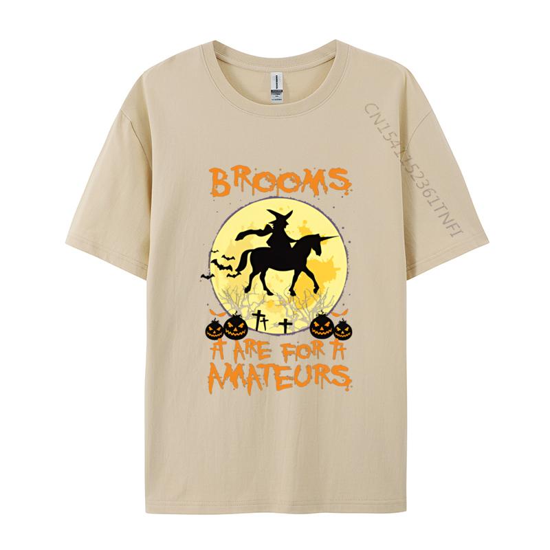 Halloween Costumes Unicorn Brooms Tshirt Unisex T Shirts Cotton Printed Tshirt Plus Size Normal Tshirt