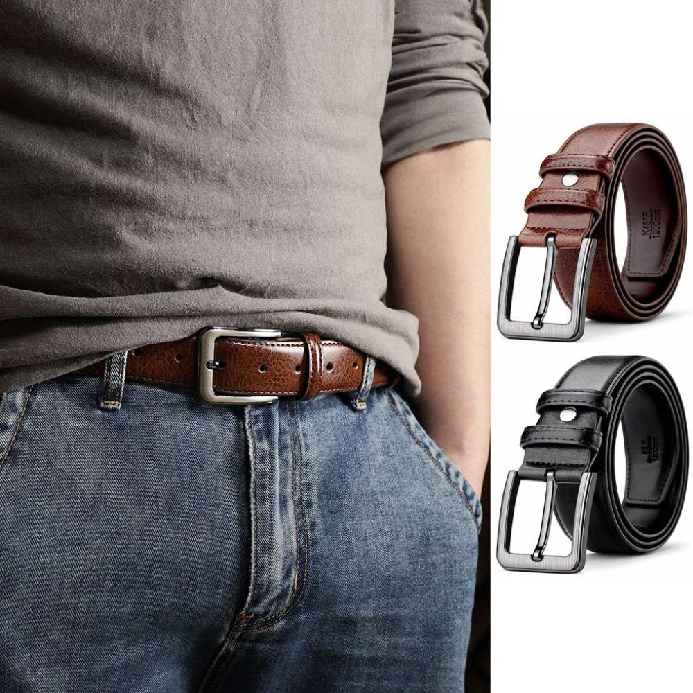 Retro Men PU Belt Versatile Casual Waist Belt Waist Accessories Pin Buckle Belt Pants