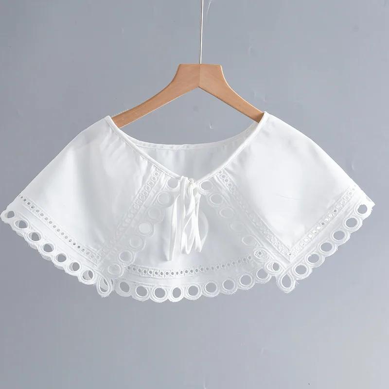 

Накладной воротник с цветочной вышивкой для женщин, свитер, платье, рубашка, съемный воротник, шали, съемные банты, накидки на плечи, накидка